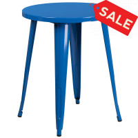 Flash Furniture CH-51080-29-BL-GG 24'' Round Metal Indoor-Outdoor Table in Blue